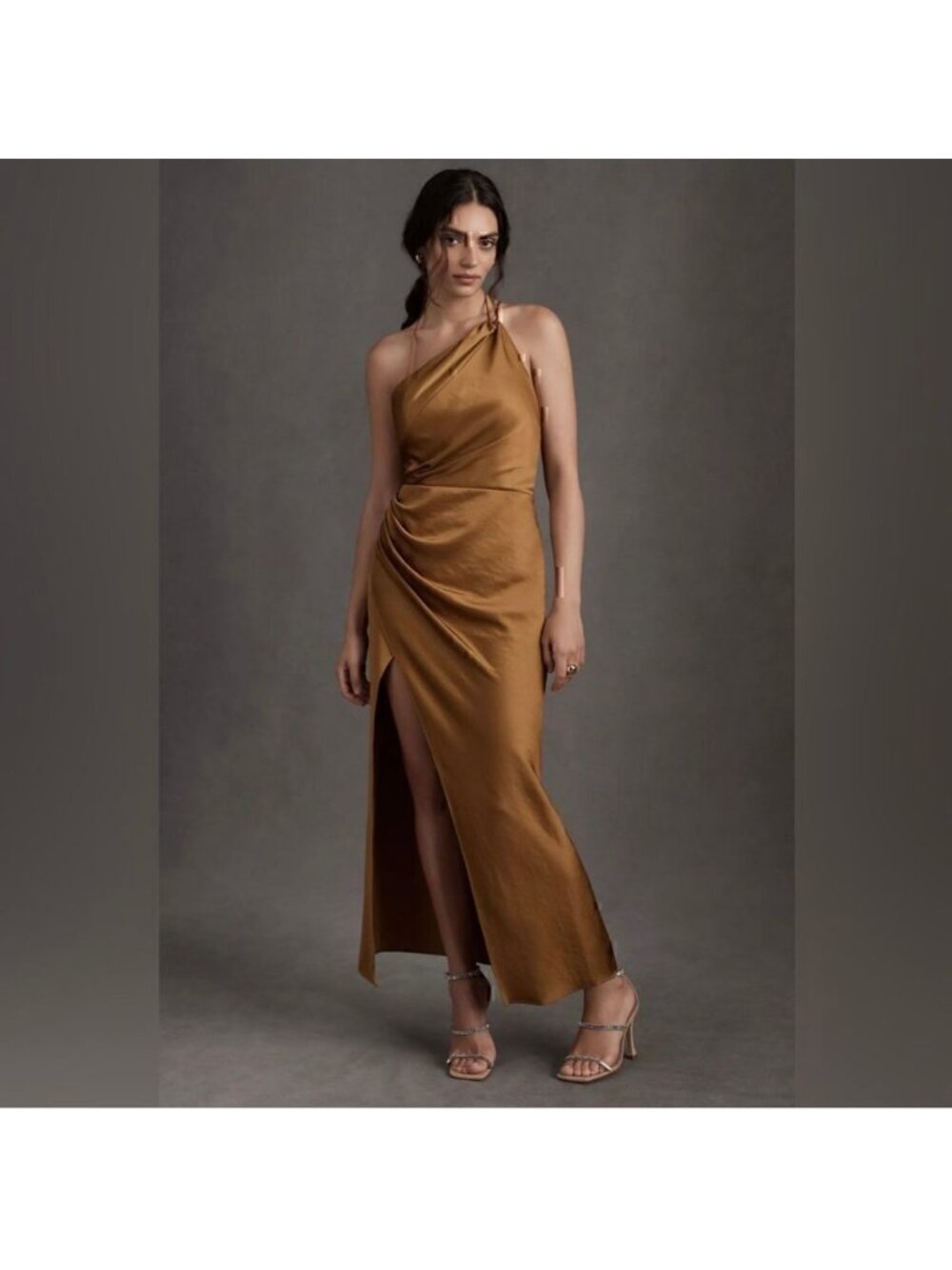 Significant Other Satin Gracie Dress One Shoulder Formal Wedding Guest 6